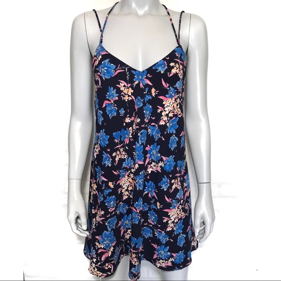 Zara Blue Floral Strappy Dress - Size S - Picture 2 of 6